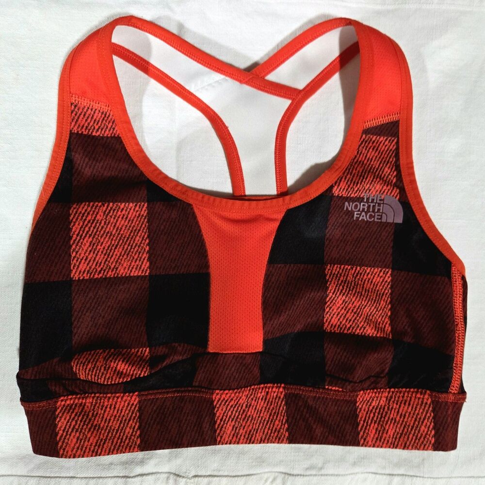 North Face Sports Bra Racerback Buffalo Plaid Size Small Flash Dry